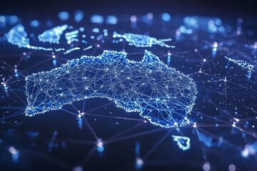 Wall Mural - Digital map of australia network connectivity created with generative ai