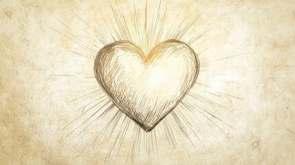 Wall Mural - Biblical Illustration of Psalms 28: A Heart Glowing with Warmth, Shielded by Divine Light, Representing Trust in the Lord's Strength on Beige Background