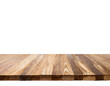 © hanifa - empty wooden table front view on a white isolated background. Generative AI.