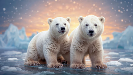 Wall Mural - Cute Polar Bear Cub Close-Up