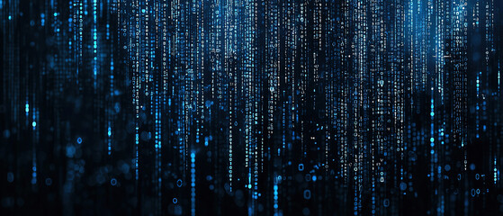 Wall Mural - a dark blue background, tech, binary code, cybersecurity,