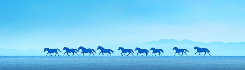 Majestic Wild Mustangs Galloping Across Untamed Western Plains