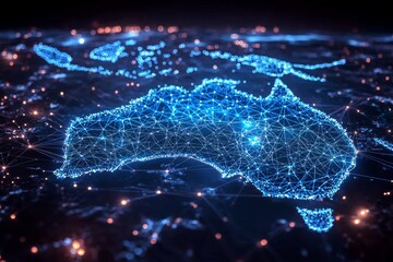 Wall Mural - Digital map of australia network connectivity created with generative ai