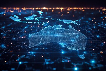 Wall Mural - Digital map of australia network connectivity created with generative ai