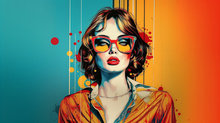 Wall Mural - playful contemporary modern woman portrait. pop art painting in retro style
