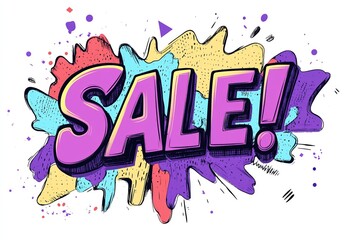 Wall Mural - Colorful splash art with the word sale for promotional and marketing purposes