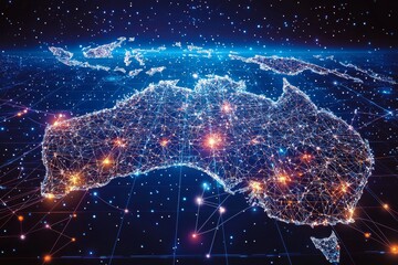 Wall Mural - Digital map of australia network connectivity created with generative ai