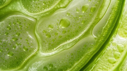 Wall Mural - Close up of Lush Green Leaf with Vibrant Water Droplets on its Surface