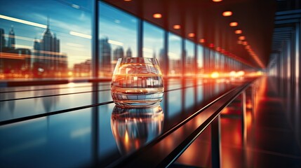 Poster - Blurred glass wall of modern business office building as background  