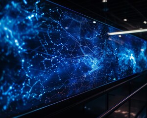 Poster - Holographic display revealing intricate dark matter web connecting celestial bodies