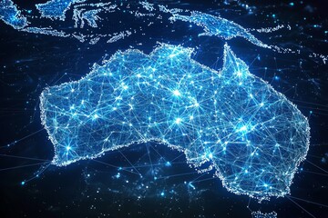 Wall Mural - Digital map of australia network connectivity created with generative ai