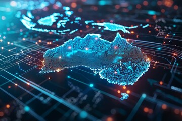 Wall Mural - Digital map of australia network connectivity created with generative ai