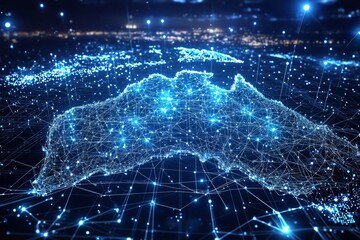 Wall Mural - Digital map of australia network connectivity created with generative ai