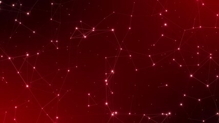 Poster - Evolving network web red animation, plexus abstract background
