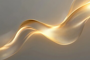 Canvas Print - golden abstract effect with light curved on grey background 