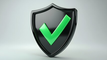 
cartoon 3d Icon safety shield green check mark perspective . black symbol security safety icon. Green Checkmark in minimalistic style. 3d vector illustration. white background