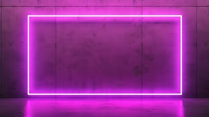 Wall Mural - Vibrant Neon Frame Sign, a striking purple neon frame radiating energy, surrounded by dynamic neon rays, creating an eye-catching and lively atmosphere.