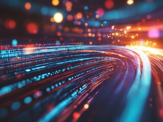 Poster - Abstract high speed data transfer tech background with ultra fast broadband and digital cyber motion
