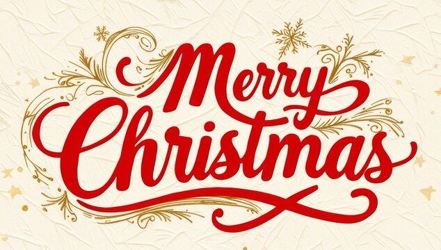 A whimsical festive illustration of bold cursive Merry christmas