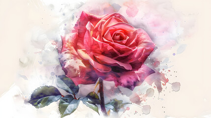 Wall Mural - Rose watercolor art drawing style