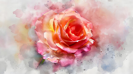 Canvas Print - Rose watercolor art drawing style