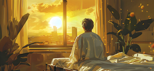 Wall Mural - Hospital patient window view.