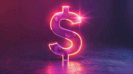 Aufkleber - Neon dollar sign glowing in dark