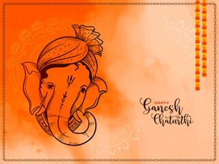 Wall Mural - Happy Ganesh Chaturthi Indian religious festival background