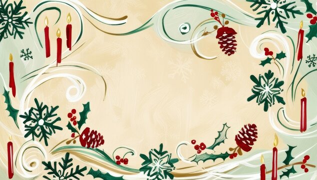 A whimsical hand drawn Christmas background featuring