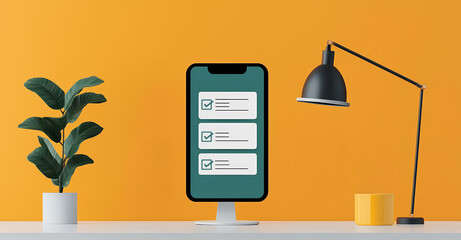 App for managing tasks, digital interface, flat design illustration