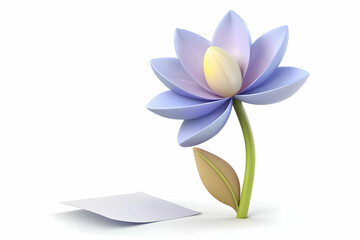 3d Flat icon as Flower and a thank you note symbolizing simple gratitude with ample space for text. concept as A single flower and a thank you note representing simple gratitude with room for writing.