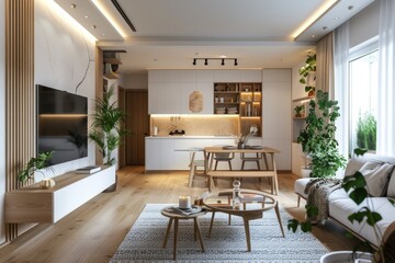 Poster - A cozy living room with comfortable furniture and a modern flat screen TV