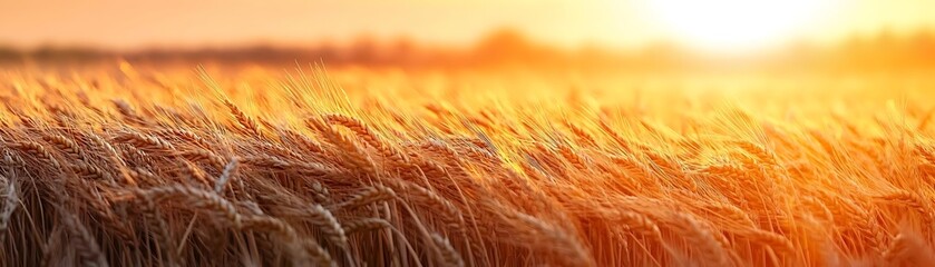 Canvas Print - Golden Wheat Field at Sunset - Realistic Photo