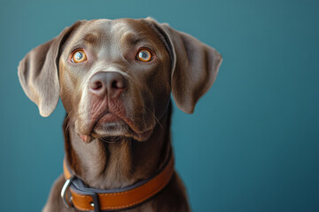 Aufkleber - A hunting dog collar isolated on a pastel blue background, symbolizing the partnership between hunter and dog,
