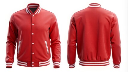 Red Leather Baseball Jacket Mockup. front and back Jacket design mock up