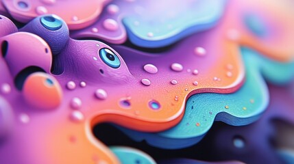 Canvas Print -  A tight shot of a vibrant liquid, adorned with water droplets upon its surface