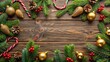 © engincan - Old wood texture decorate with pine leaf, pine cones, holly balls, golden ball and candy cane in Christmas theme concept. Wooden background in top view flat lay with copy space for Christmas wallpaper