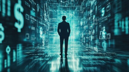 Aufkleber - A Man Walking Through a Digital World.
