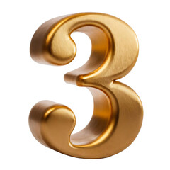 3d gold number 3 or letter three on white background