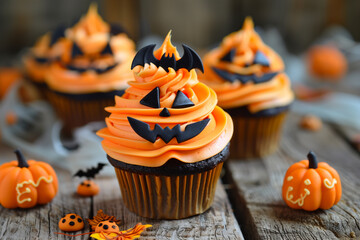 Halloween cupcake. Spooky cupcake. pumpkin dessert. Halloween dessert.