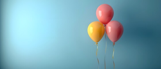 Colorful balloons floating in blue sky.