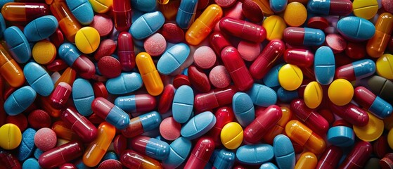 Colorful pills background, colored drugs background, pills and drug wallpaper