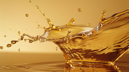 Poster - Golden liquid splash creates dynamic and vibrant scene, evoking sense of energy and fluidity. 