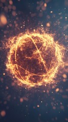 Poster - A basketball bursts into colorful fragments against a blue cosmic backdrop