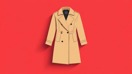 Wall Mural - Sleek and Sophisticated Minimalist Trench Coat Fashion in Flat Design Style  Premium Apparel Concept with Chic and Elegant Aesthetic