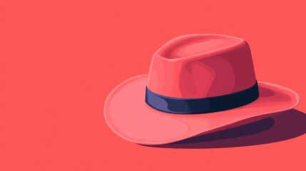 Poster - Stylish and Elegant Wide Brimmed Hat with a Minimalist Flat Design Approach Showcasing the Fashion Accessory in a Creative and Modern Manner