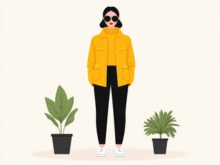 Poster - Minimalist designer clothing outfit in a flat design style  High end contemporary fashion with a sleek streamlined and sophisticated look