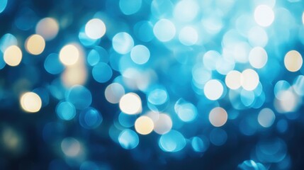 Poster - Soft blue bokeh lights create a dreamy and calming ambiance for any setting