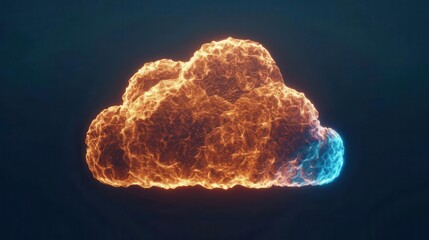 Poster - A vibrant and dynamic cloud illustration, combining fiery orange and cool blue elements, representing creativity and innovation.