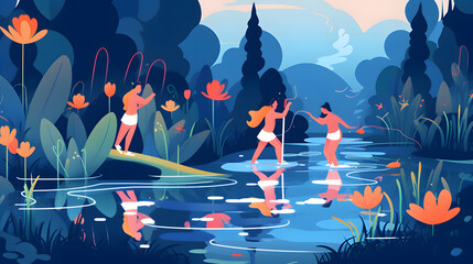 Wall Mural - Water games Illustration Flat Vector